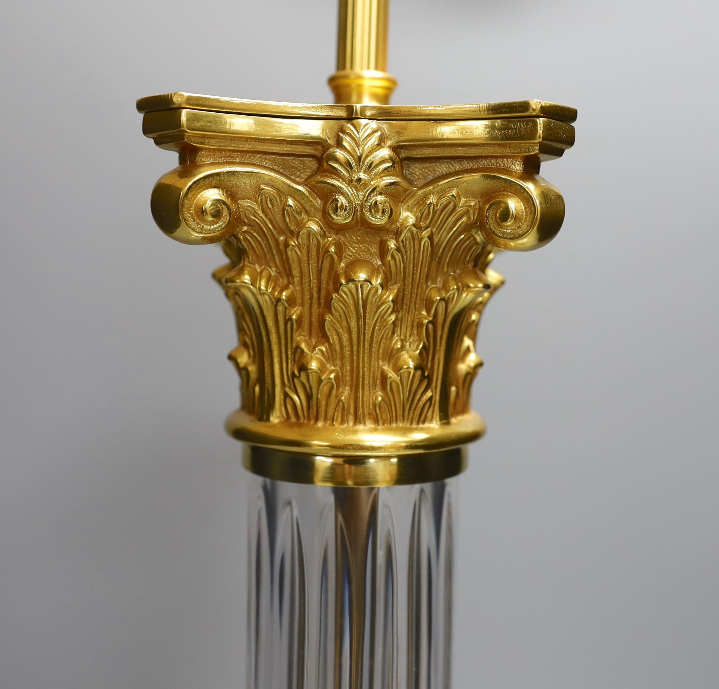 An ormolu and glass table lamp - 58cm tall